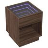 vidaXL Table de chevet avec LED infini ch&ecirc;ne marron 40x40x50 cm