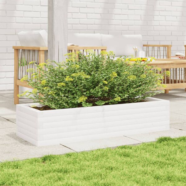 vidaXL Jardini&egrave;re blanc 110x40x23 cm bois de pin massif