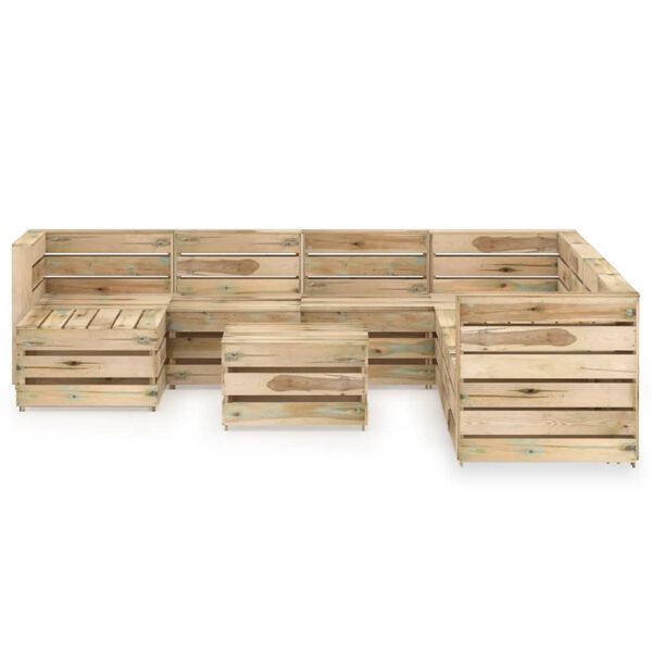 vidaXL Salon de jardin 9 pcs Bois de pin impr&eacute;gn&eacute; de vert