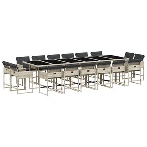 vidaXL Ensemble &agrave; manger de jardin et coussins 17 pcs gris clair rotin