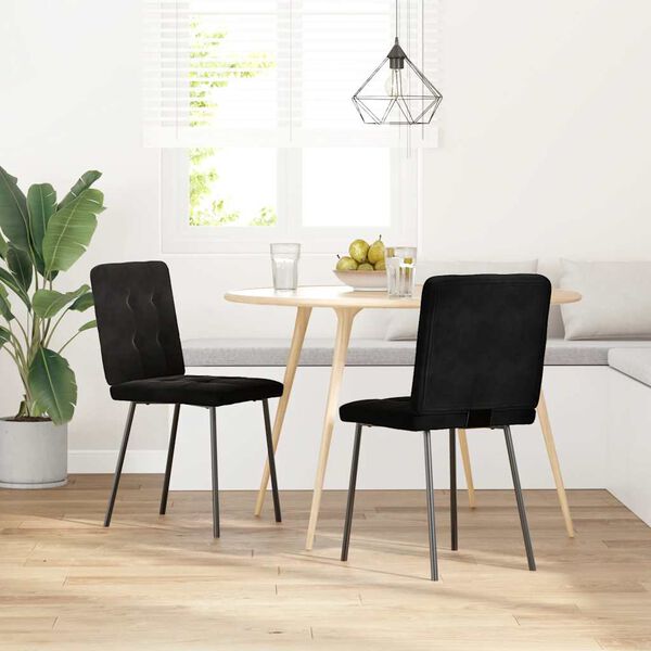 vidaXL Chaises à manger lot de 2 Noir Velours