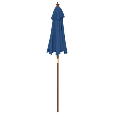 vidaXL Parasol de jardin avec mât en bois bleu azuré 196x231 cm