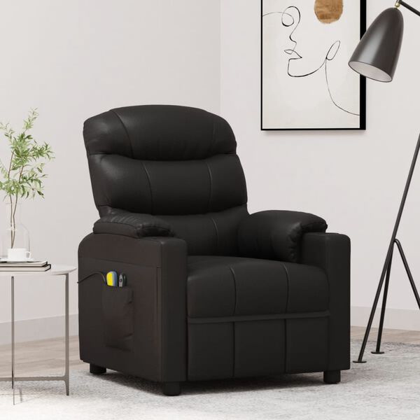 vidaXL Fauteuil de massage Noir Similicuir