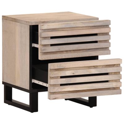 vidaXL Tables de chevet 2 pcs 40x34x46 cm bois manguier massif blanchi