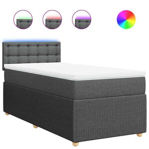 vidaXL Sommier &agrave; lattes de lit avec matelas Gris fonc&eacute; 80x200 cm Tissu