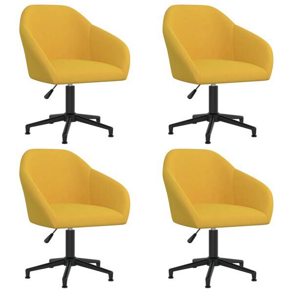 vidaXL Chaises pivotantes &agrave; manger lot de 4 jaune velours