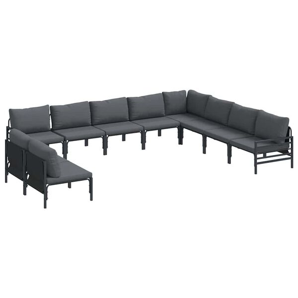 vidaXL Ensemble de canap&eacute; de jardin Anthracite Acier