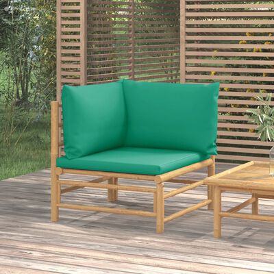 vidaXL Canapé d'angle de jardin avec coussins vert bambou