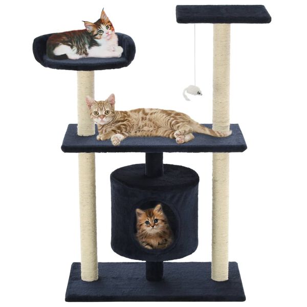 vidaXL Arbre &agrave; chat avec griffoirs en sisal 95 cm Bleu fonc&eacute;