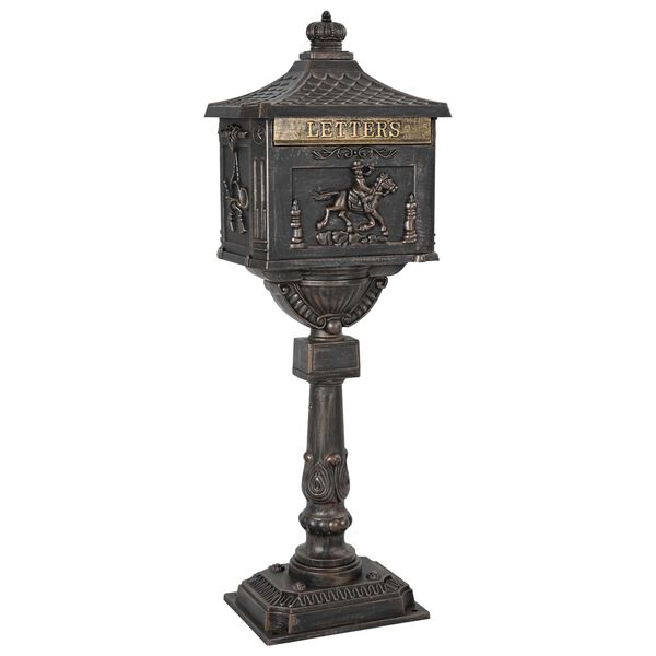 vidaXL Bo&icirc;te aux Lettres Debout avec porte Bronze 42,5 x 29,5 x 117 cm
