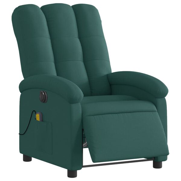 vidaXL Fauteuil de massage inclinable &eacute;lectrique Vert fonc&eacute; Tissu