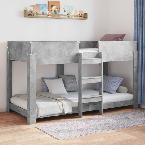vidaXL Lit Superpos&eacute; pour Enfants avec matelas Gris b&eacute;ton 100 x 200 cm