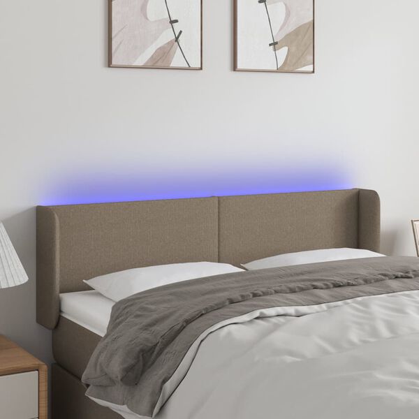 vidaXL T&ecirc;te de lit &agrave; LED Taupe 147x16x78/88 cm Tissu