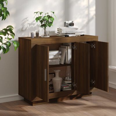 vidaXL Buffet Chêne marron 92x35x75 cm Bois d'ingénierie