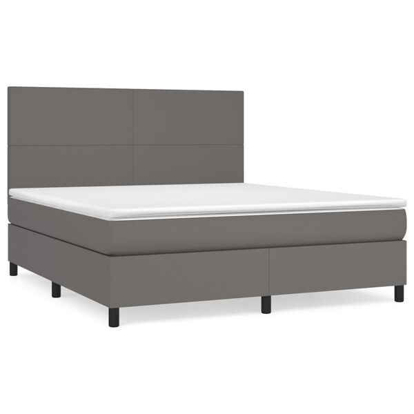 vidaXL Sommier &agrave; lattes de lit avec matelas Gris 160x200 cm Similicuir