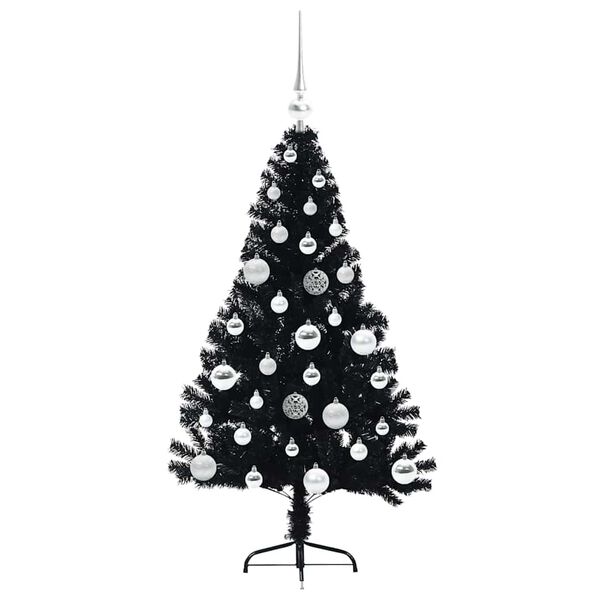 vidaXL Sapin de Noël artificiel pré-éclairé Noir 120 cm PVC