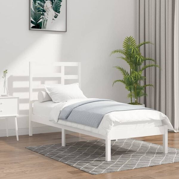 vidaXL Cadre de lit sans matelas blanc bois massif 90x200 cm