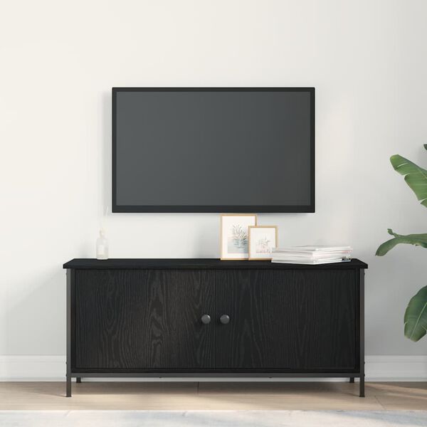 vidaXL Meuble TV Ch&ecirc;ne noir 100 x 35 x 45 cm Bois d'ing&eacute;nierie