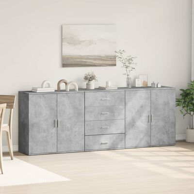 vidaXL Buffets 3 pcs gris béton bois d'ingénierie