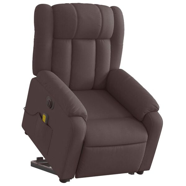 vidaXL Fauteuil inclinable de massage &eacute;lectrique Marron fonc&eacute; Tissu