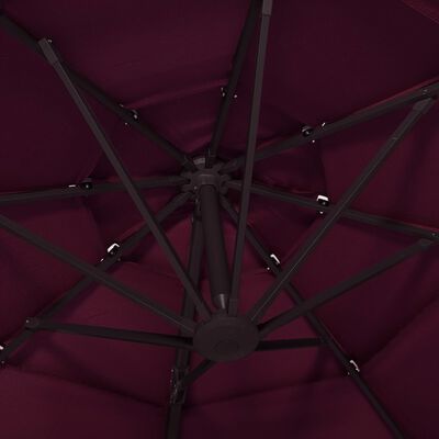 vidaXL Parasol de jardin à 4 niveaux mât en aluminium rouge bordeaux