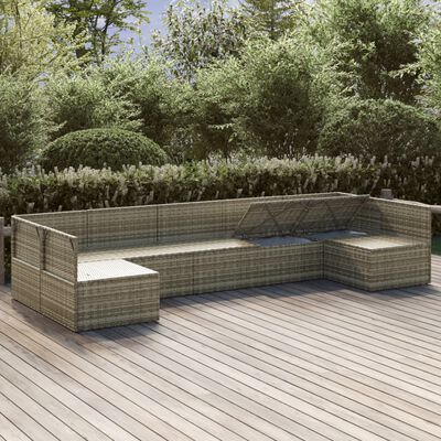 vidaXL Salon de jardin 7 pcs avec coussins Gris Résine tressée