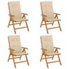 vidaXL Fauteuils pliants inclinables avec coussins 4 pcs teck massif