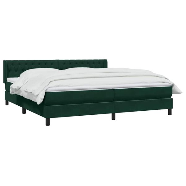 vidaXL Sommier &agrave; lattes de lit et matelas vert fonc&eacute; 200x210cm velours