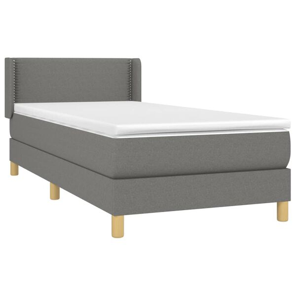 vidaXL Sommier &agrave; lattes de lit avec matelas Gris fonc&eacute; 80x200 cm Tissu