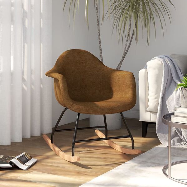 vidaXL Chaise &agrave; bascule Marron Tissu