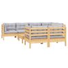 vidaXL Salon de jardin 8 pcs avec coussins gris Bois de pin massif