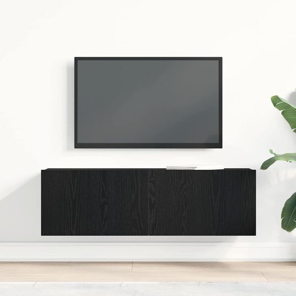 vidaXL Meuble TV Ch&ecirc;ne noir 100 x 30 x 30 cm Bois d'ing&eacute;nierie