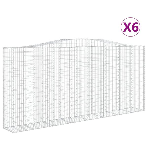 vidaXL Paniers &agrave; gabions arqu&eacute;s 6 pcs 400x50x180/200 cm Fer galvanis&eacute;