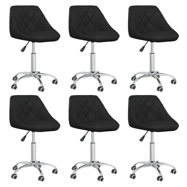vidaXL Chaises pivotantes &agrave; manger lot de 6 noir similicuir