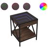 vidaXL Table de chevet avec LED infini ch&ecirc;ne marron 40x40x49 cm