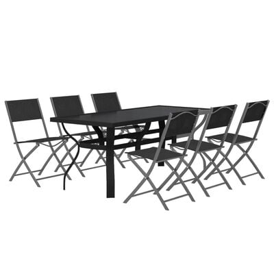 vidaXL Ensemble à manger de jardin 7 pcs Gris et noir