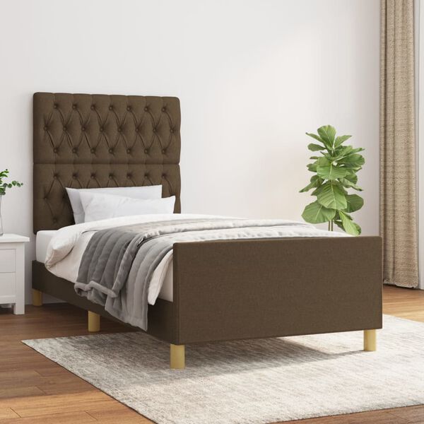 vidaXL Cadre de lit sans matelas marron fonc&eacute; 90x200 cm tissu
