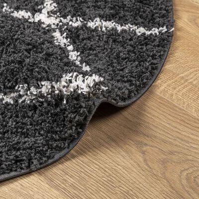 vidaXL Tapis shaggy à poils longs moderne noir et crème Ø 120 cm