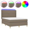 vidaXL Sommier &agrave; lattes de lit matelas et LED Taupe 140x200 cm Tissu