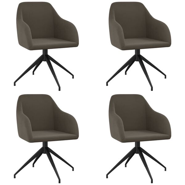 vidaXL Chaises &agrave; manger lot de 4 Gris fonc&eacute; Velours