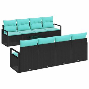 vidaXL Ensemble de Canap&eacute;s 7 pc 6-Nombre de places Noir et bleu clair