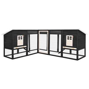 vidaXL Clapier d'extérieur avec piste Gris et blanc Bois de sapin