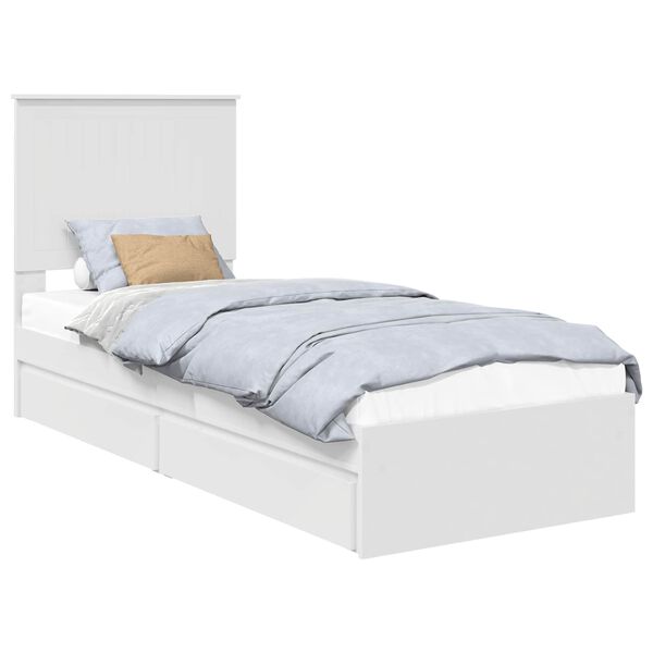 vidaXL Lit de Rangement Blanc 75 x 190 cm Bois d'ing&eacute;nierie