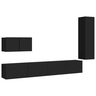 vidaXL Ensemble de meubles TV 4 pcs Noir Bois d'ingénierie