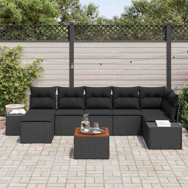 vidaXL Ensemble de canap&eacute; de jardin 8 pcs Noir