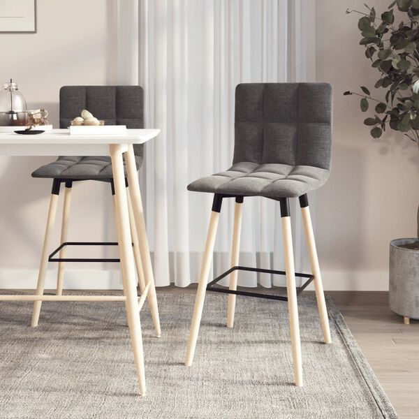 vidaXL Tabourets de bar lot de 2 gris clair tissu