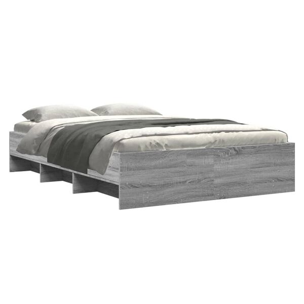 vidaXL Cadre de lit sans matelas sonoma gris 140x200 cm