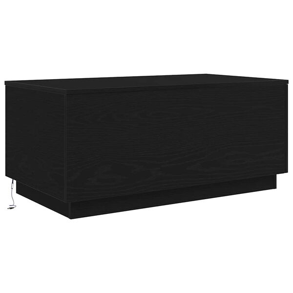 vidaXL Table basse avec lumi&egrave;res LED ch&ecirc;ne noir 90x50x40 cm