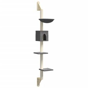vidaXL Arbre &agrave; chat mural avec griffoir gris fonc&eacute; 187 cm