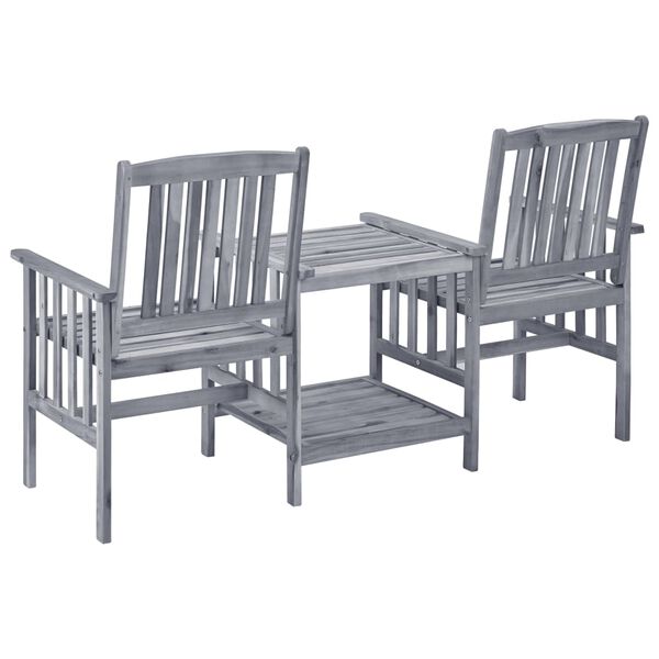 vidaXL Chaises de jardin avec table &agrave; th&eacute; et coussins Acacia solide